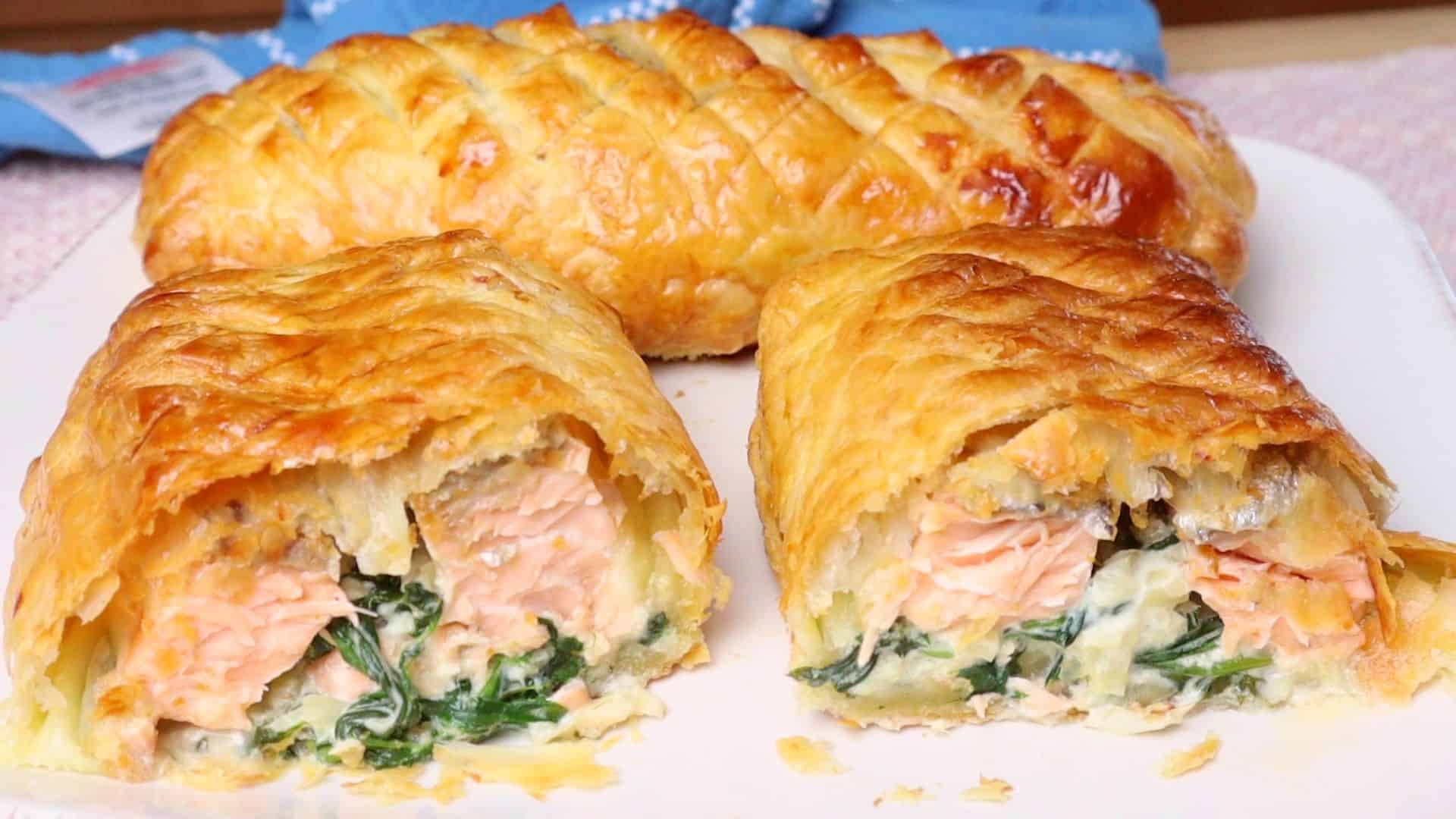 Puff Pastry Salmon Wellington Recipe - Cheffoodiecast