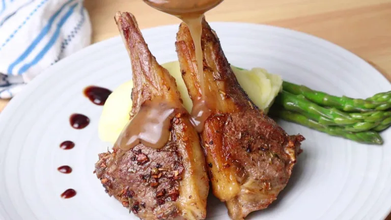 Garlic Herb Crusted Lamb Chops with Gravy