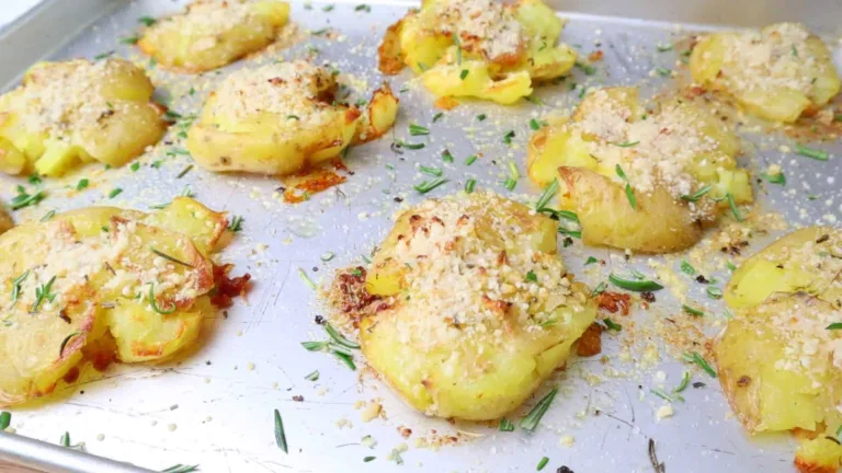 Crispy Delicious Garlic Herb Butter Parmesan Smashed Potatoes